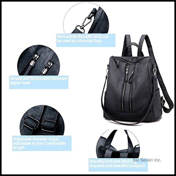 Leather Waterproof Anti-Theft Convertible Backpack Purse Small Chic Travel Bag